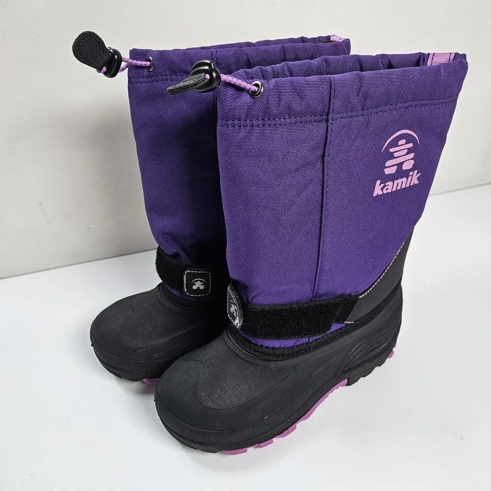 Kamik Snow Boots Kids Size 4 Purple Waterproof Insulated Winter Made in Canada